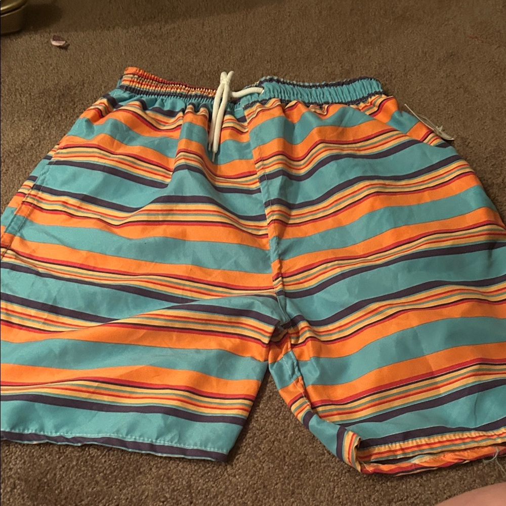 Colorful Striped Swim Shorts new with tags by B brand size medium men’s